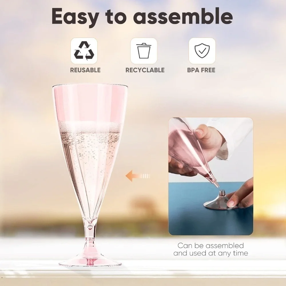 Elegant Pink Champagne Flutes set of 16 (056)